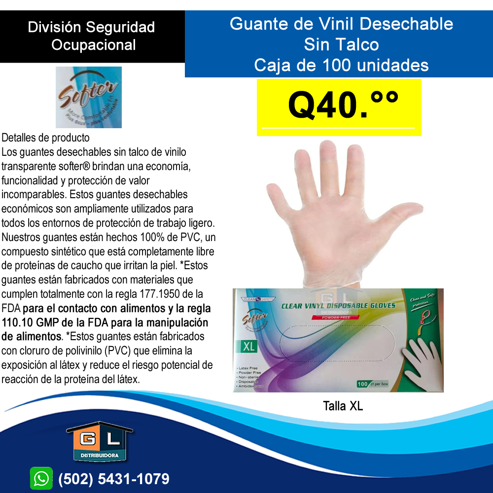 Guante Vinilo Talla S X 100und - Megadistribuciones