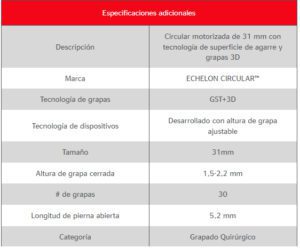 especificacion grapadora ethicon 31mm